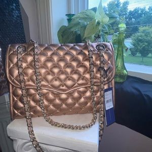 Rebecca Minkoff rose gold cross body purse